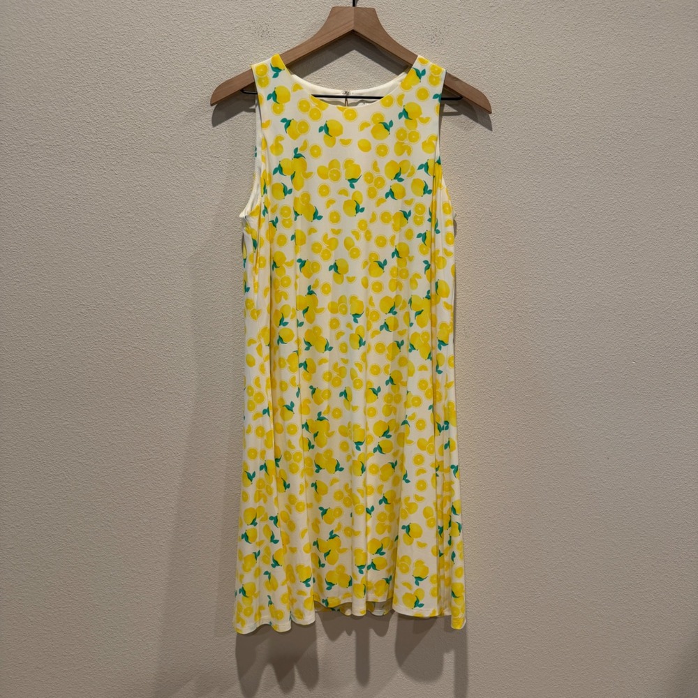 PAPPAGALLO Womens Dress Lemon Print Summer Preppy Cottagecore Mediterranean M